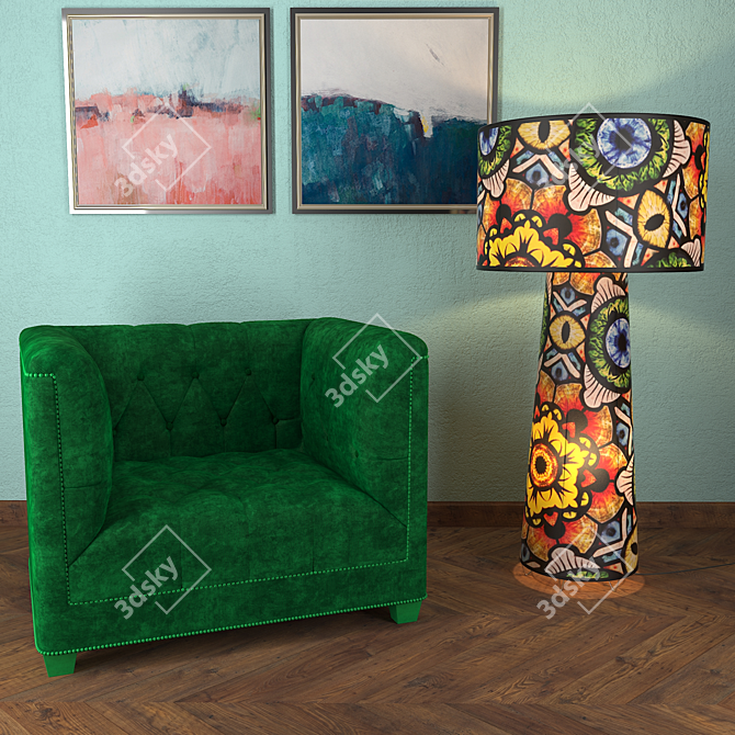 Luxury Single Chesterfield Armchair 3D model image 3