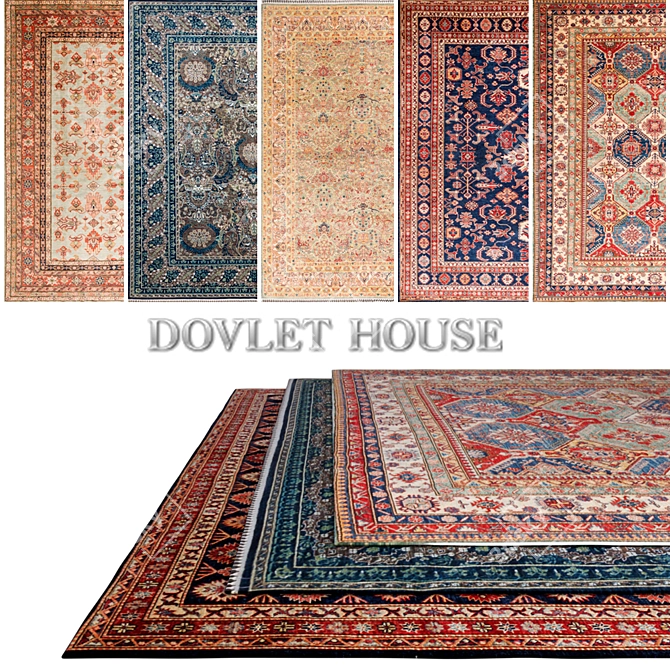 DOVLET HOUSE Carpets Set (Part 192) - 5-Piece Collection 3D model image 1