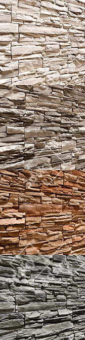 Modern Stone Walls Set: 4 Types 3D model image 2