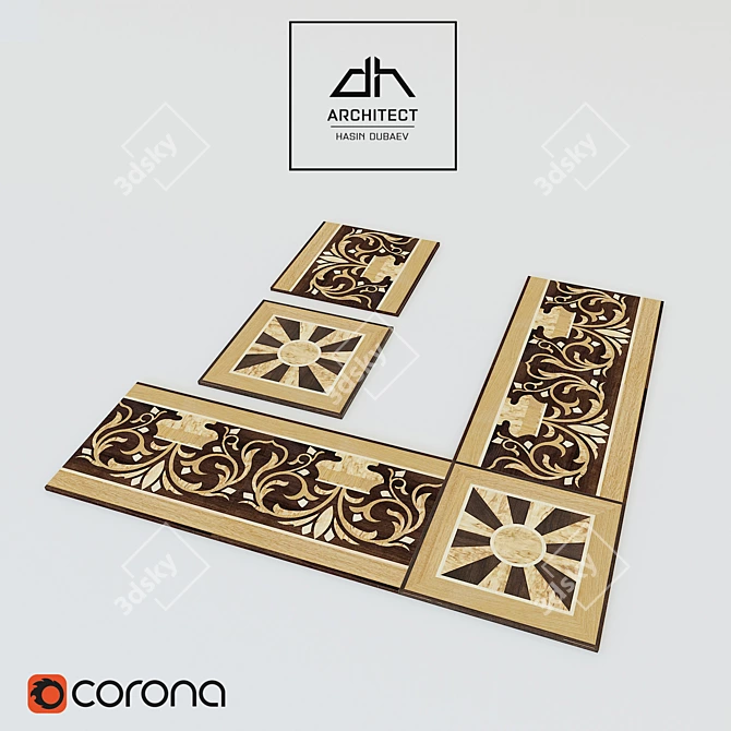 Architectural Oak Border 3D model image 2