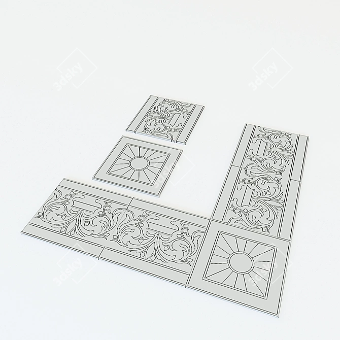 Architectural Oak Border 3D model image 3