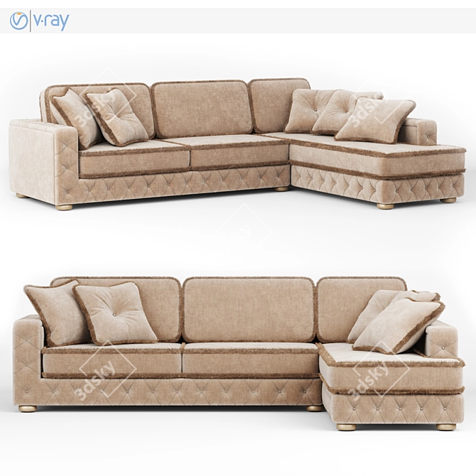 Elegant Timeless Sofa 3D model image 1