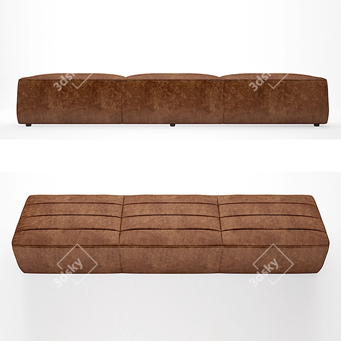 Chelsea Leather Coffee Ottoman: Stylish and Versatile 3D model image 2