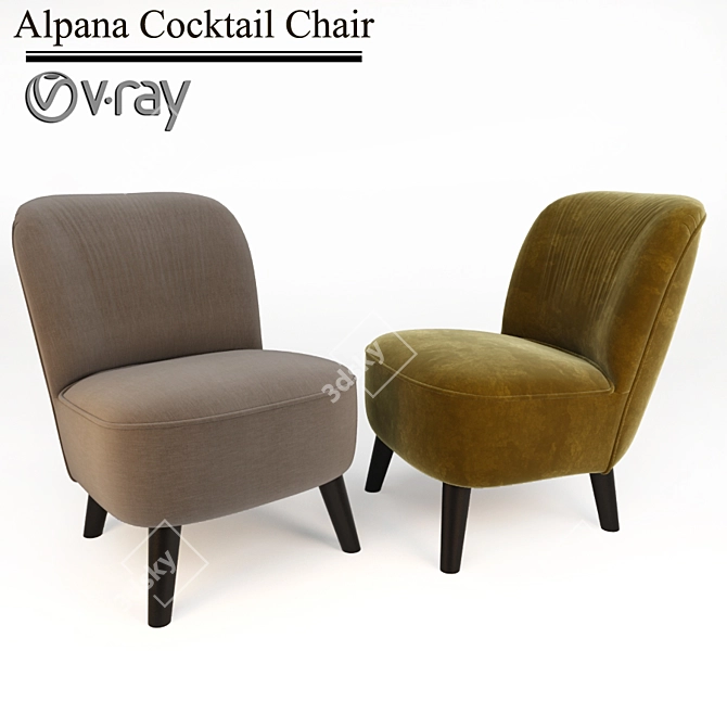 Elegant Alpana Cocktail Chair: Perfect Blend of Style & Comfort 3D model image 1