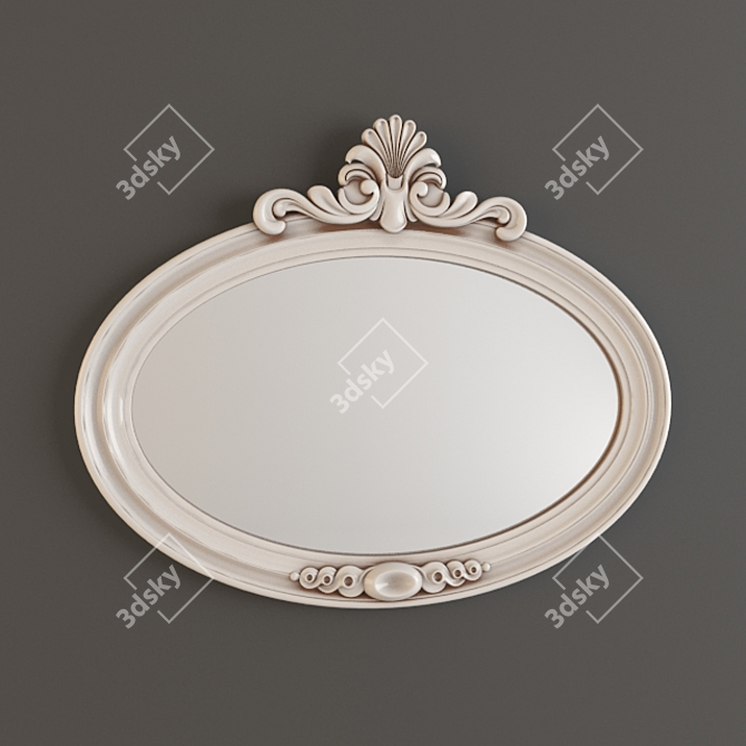 Carved Oval Mirror: Customizable Design 3D model image 1