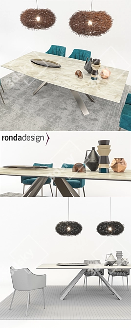 Modern Furniture Set: KI Table, ASANA Chair, NIDO Lamp 3D model image 2