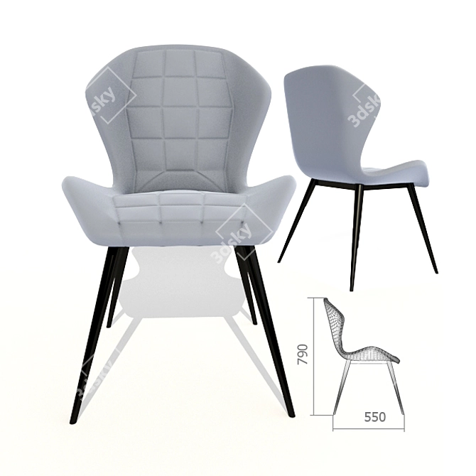 Modern Grey Fabric and Metal Chair 3D model image 1