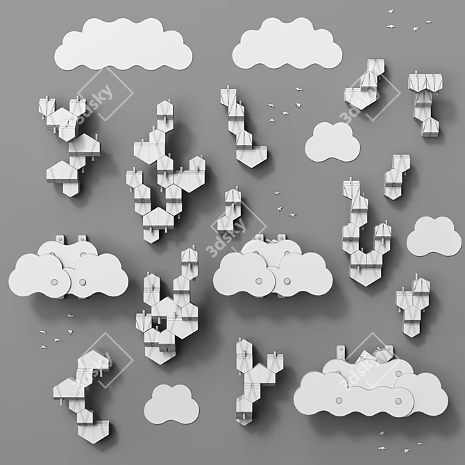 Cloudy Sky Village Set 3D model image 3