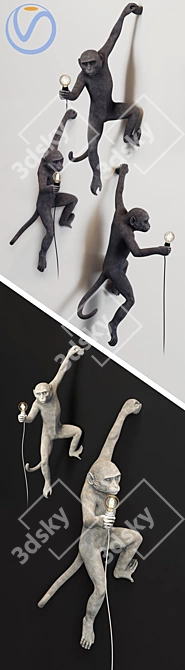Minimalist Monkey Lamp: Hanging Edition 3D model image 3
