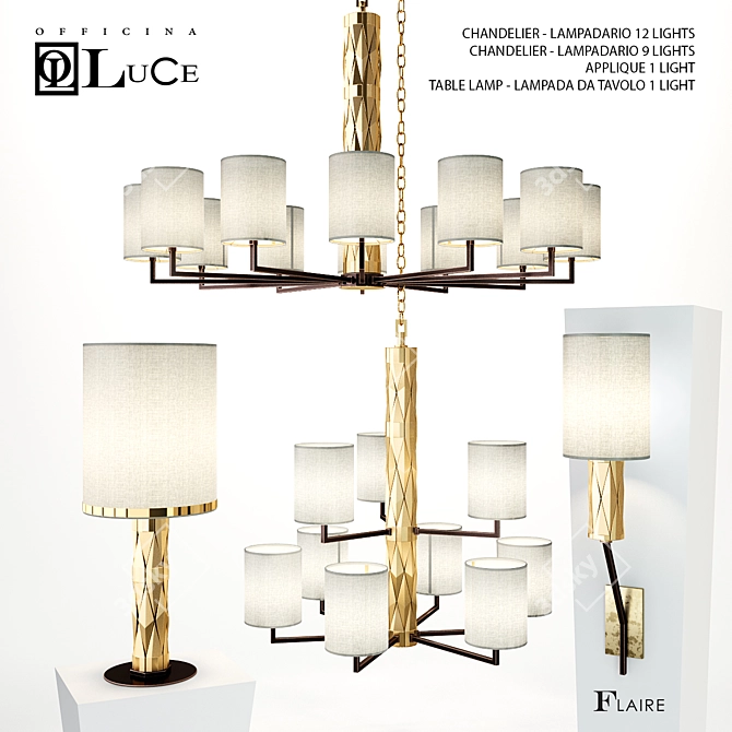 Officina Luce Flaire Lighting Set 3D model image 1