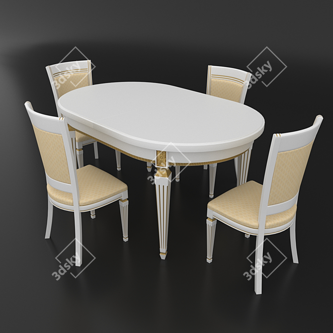 Title: Classic Italian Design Table Set - Nike Avorio 3D model image 1