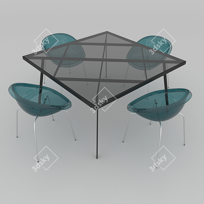 Italian Design Table Set: Calligaris Frame & Bloom 3D model image 1