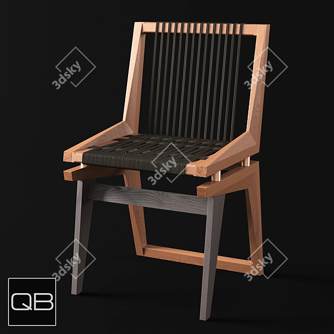 OM Celar Chair - Handcrafted Solid Wood with Woven Seat 3D model image 1