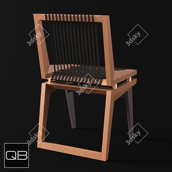 OM Celar Chair - Handcrafted Solid Wood with Woven Seat 3D model image 2