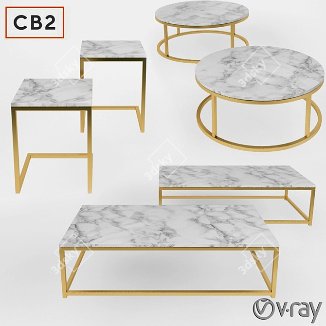 Modern Marble Coffee Table 3D model image 1