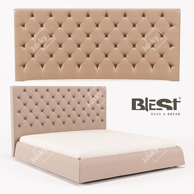 Luxury Beatrice L18 Bed - Upholstered in Leather & Textile 3D model image 1