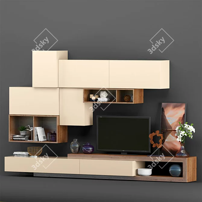 Modern TV Stand: Stylish & Functional 3D model image 2