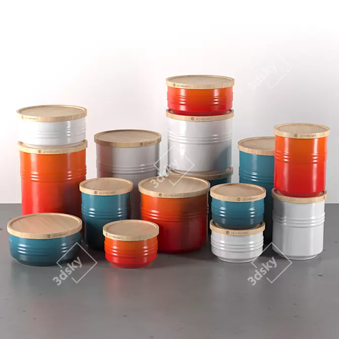 Le Creuset Storage Jars: Stylish & Functional 3D model image 1