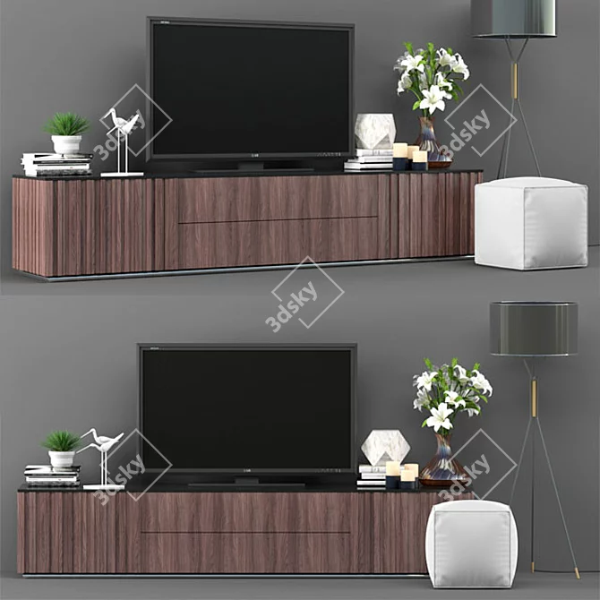 Modern TV Stand with 8 Shelves 3D model image 1