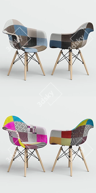 Eames-Inspired Patchwork Chair 3D model image 2