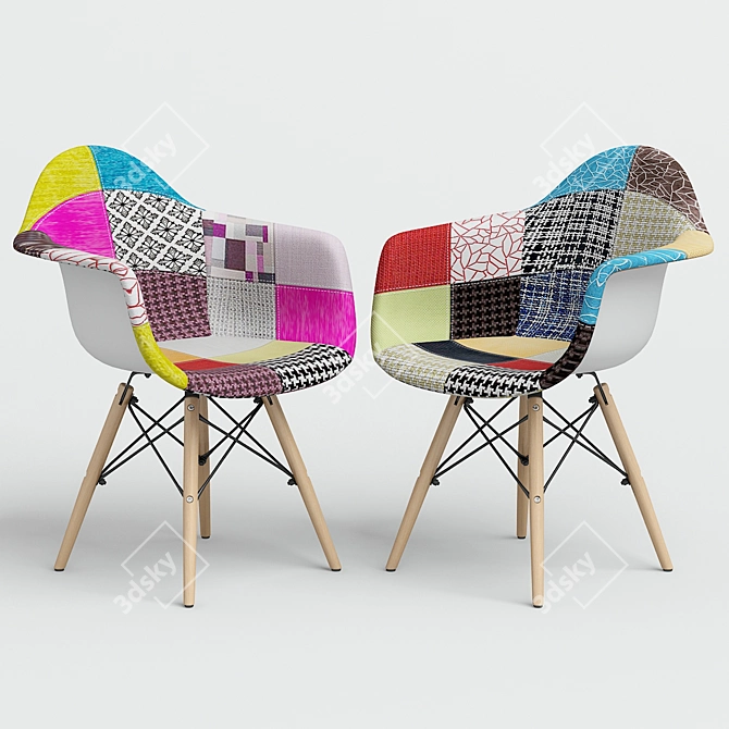 Patchwork Style Chair: Eames DAW 3D model image 2