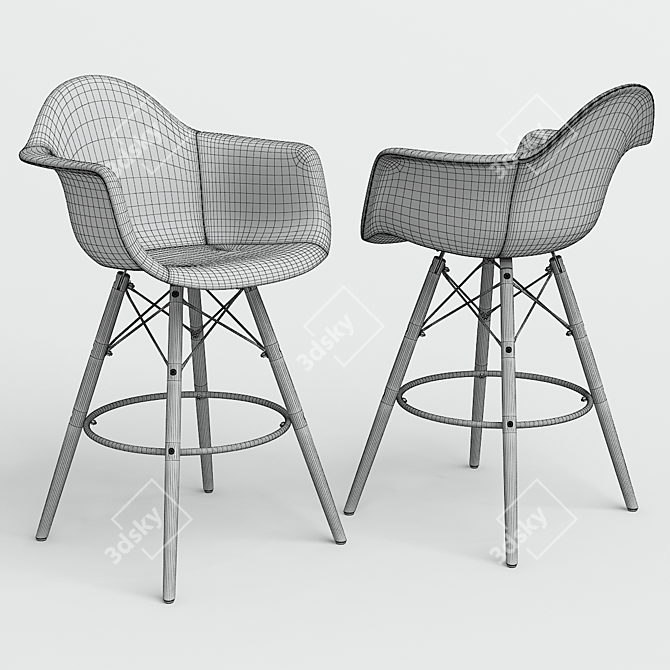 Eames Style DAW Patchwork Bar Chair 3D model image 3