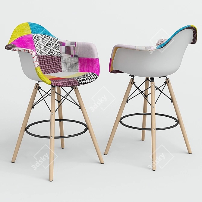 Patchwork Eames Style Chair: Modern Twist 3D model image 1