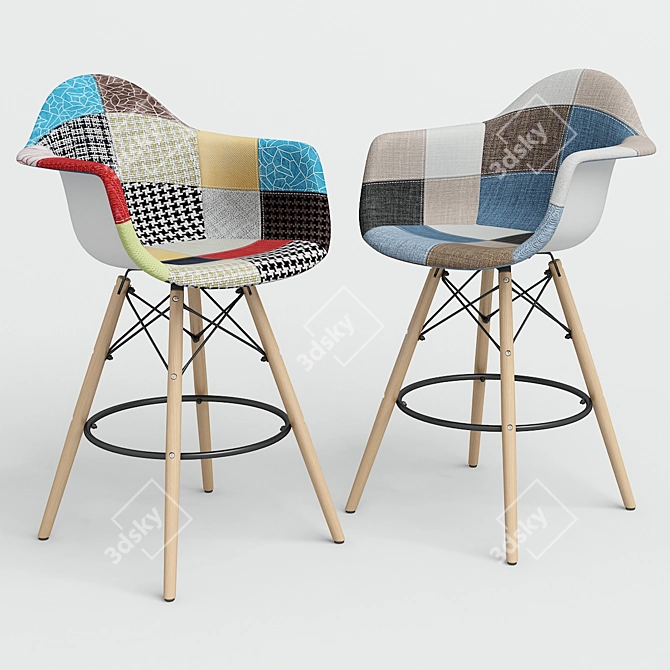 Patchwork Eames Style Chair: Modern Twist 3D model image 2