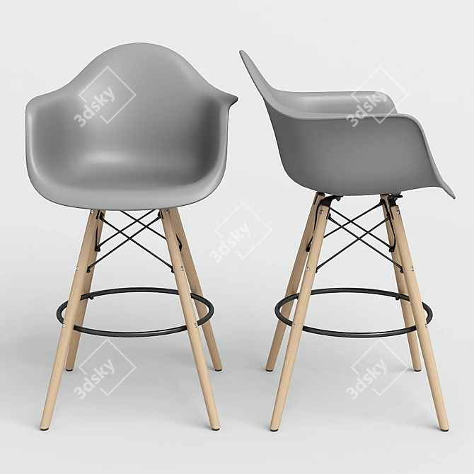 Modern Eames-Style DAW Bar Chair 3D model image 1