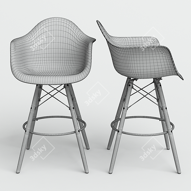 Modern Eames-Style DAW Bar Chair 3D model image 2
