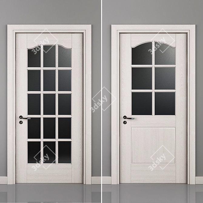 Modern Rustic Oak Door 3D model image 1