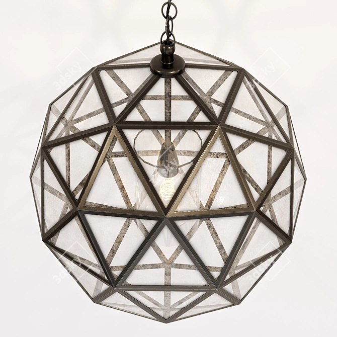 Elegant Aged Iron Pendant Light 3D model image 2