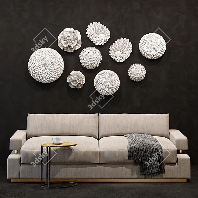  Modern Elegance: Bern Sofa, Forest Table, Flower Panno 3D model image 1
