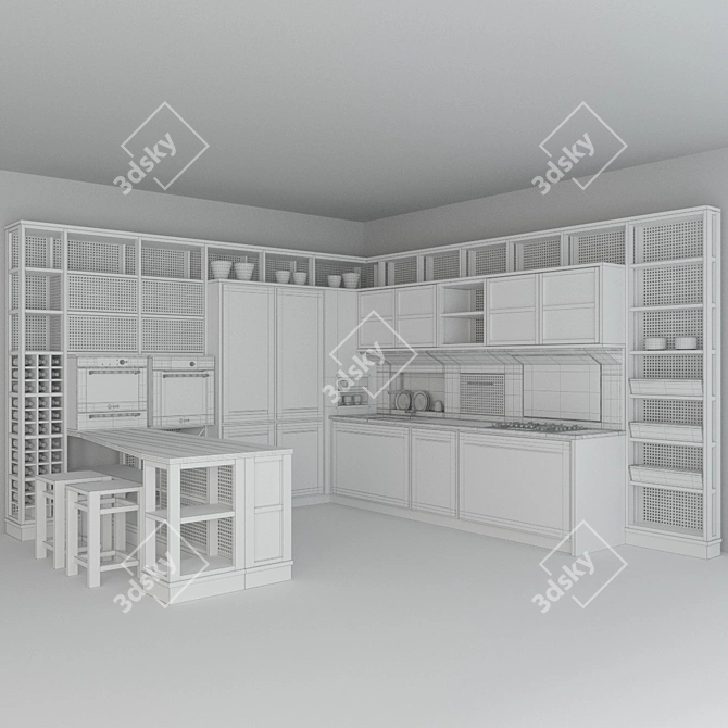 Italian Kitchen Roveretto: Sleek Design with Ilve Technology 3D model image 3