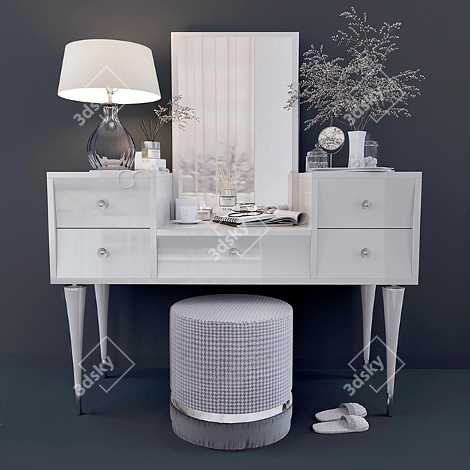 Elegante Console Makeup & Decor 3D model image 1