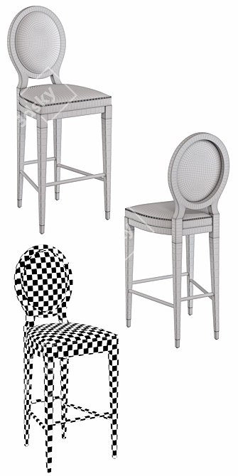 Luxury Grand Hotel Bar Stool 3D model image 3