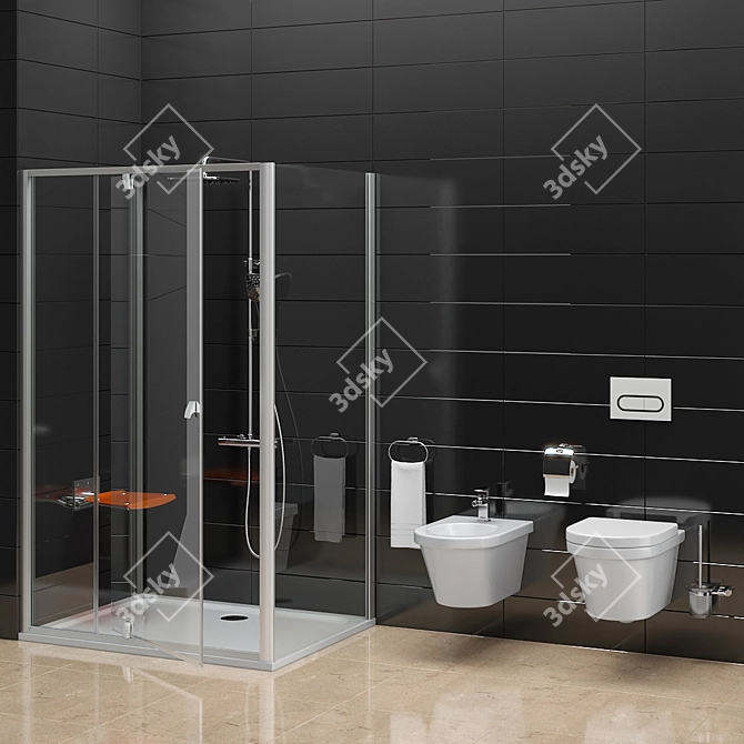 Ravak Pivot Shower & Chrome Toilet Set 3D model image 1