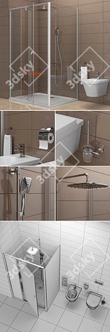 Ravak Pivot Shower & Chrome Toilet Set 3D model image 3