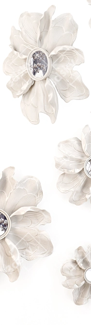 White Flower Wall Decor: Elegant Resin Art 3D model image 2