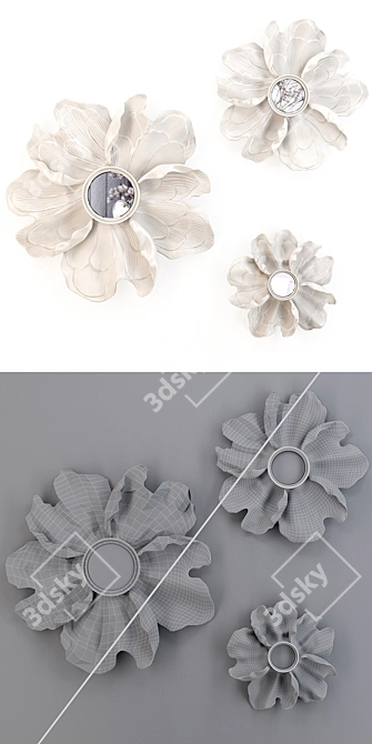 White Flower Wall Decor: Elegant Resin Art 3D model image 3