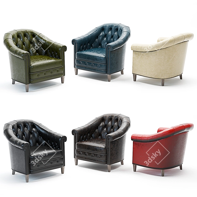Chambery Leather Armchair: Elegant & Detailed 3D model image 2