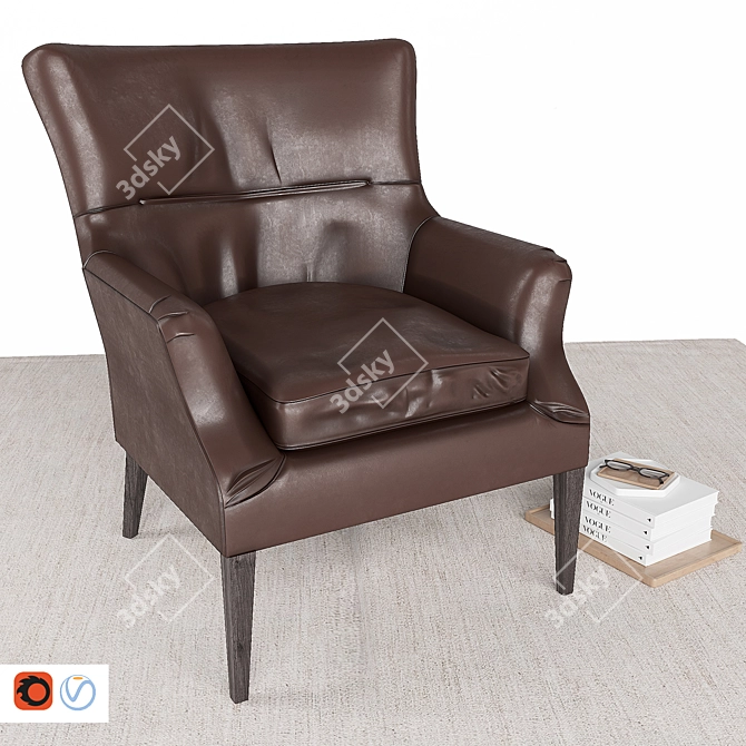 Elegant Leather Armchair by PB 3D model image 1
