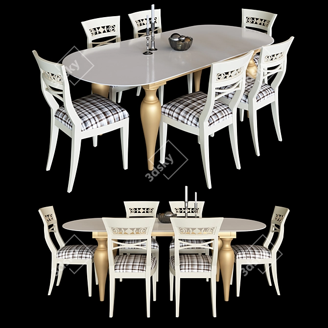 Italian Classic Table and Chair 3D model image 1