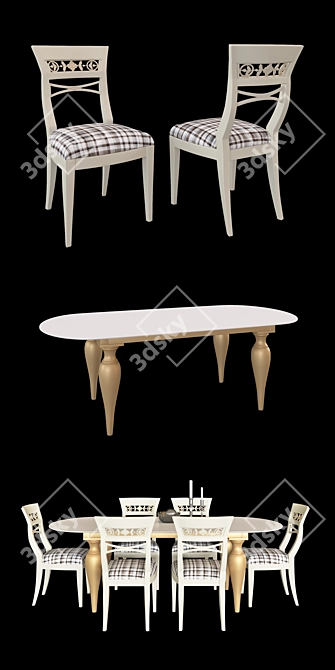 Italian Classic Table and Chair 3D model image 2