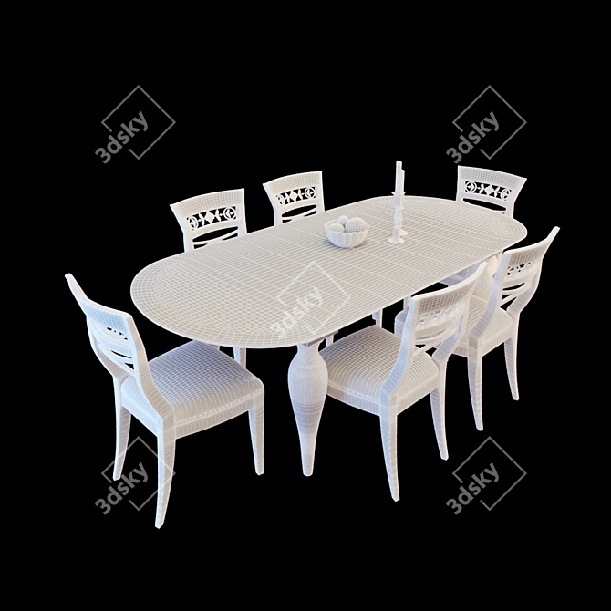 Italian Classic Table and Chair 3D model image 3