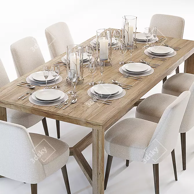 Glamorous Gernoble & Torino Table Set 3D model image 2