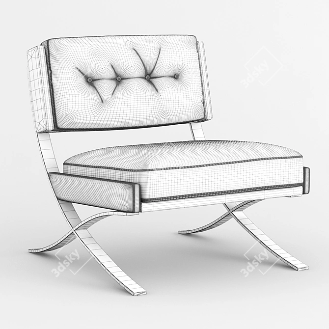 Modern Metal Frame Leather Club Chair 3D model image 2