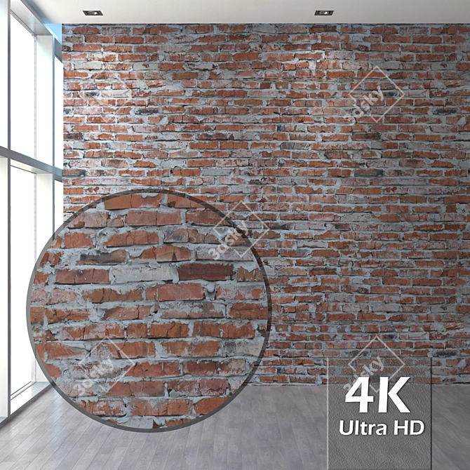 Seamless 4K Brick Wall Texture 3D model image 1