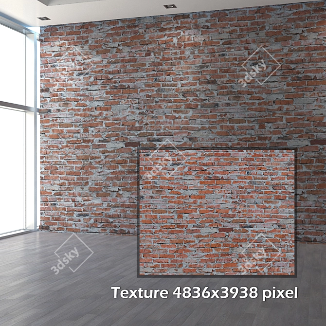 Seamless 4K Brick Wall Texture 3D model image 2