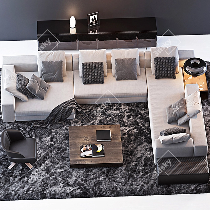 Modern Minotti Set 15: Sofa, Ottoman, Chair & More 3D model image 2